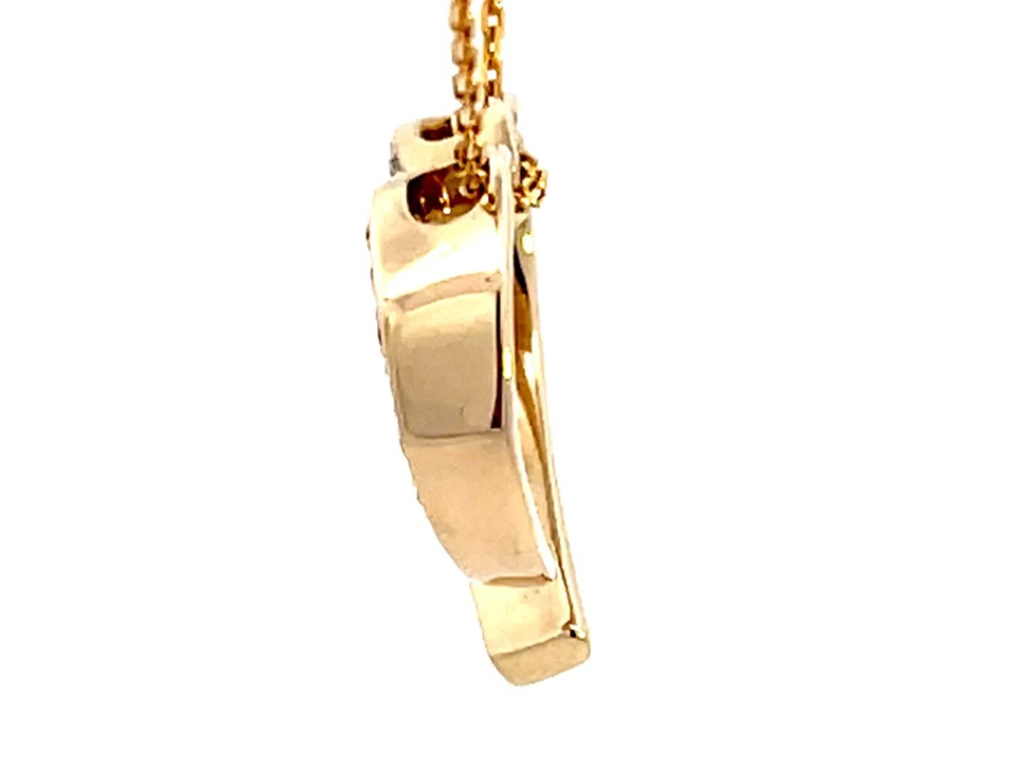 Open Diamond Heart Pendant with Chain in 14k Yellow Gold