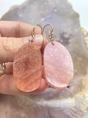 Orange Sunstone Gold Filled Statement Crystal Gemstone Threader Earrings