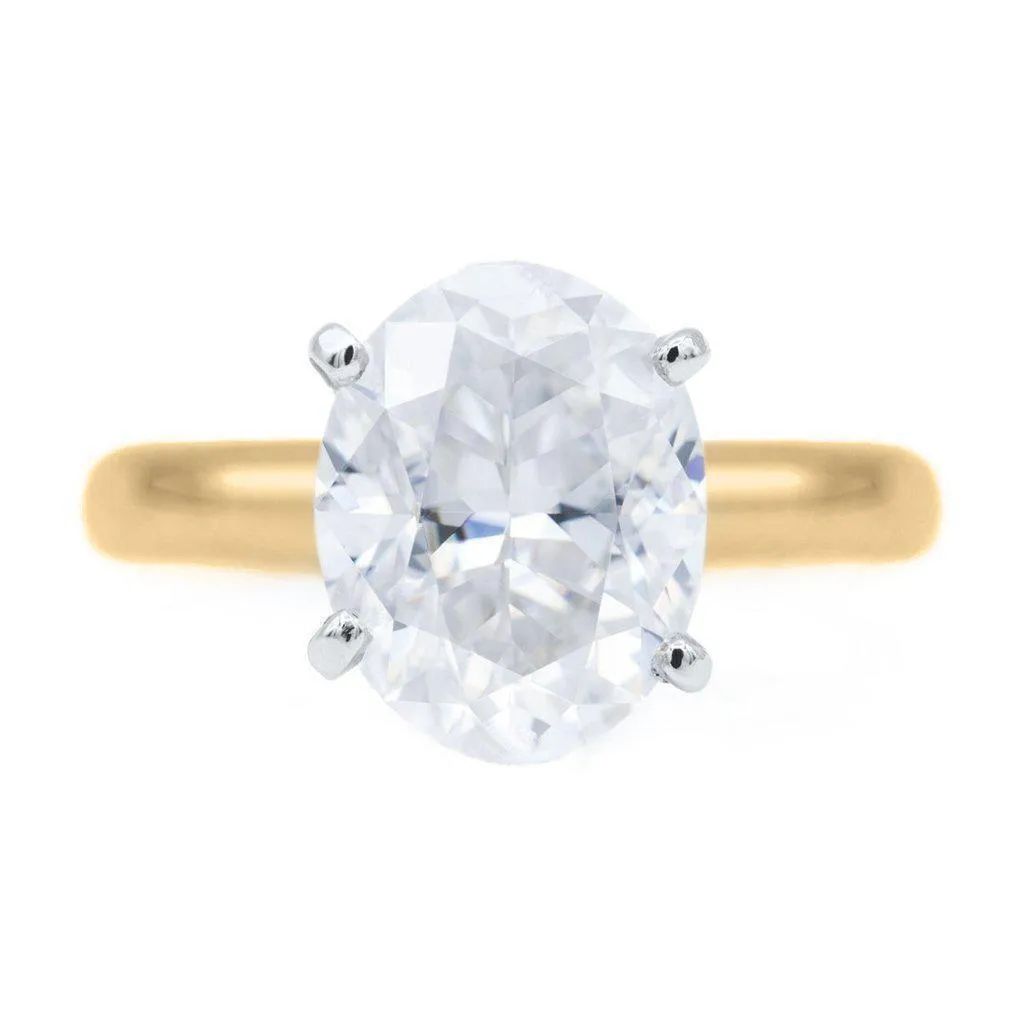 Oval First Crush FAB Moissanite 4 Prongs FANCY Solitaire Ring