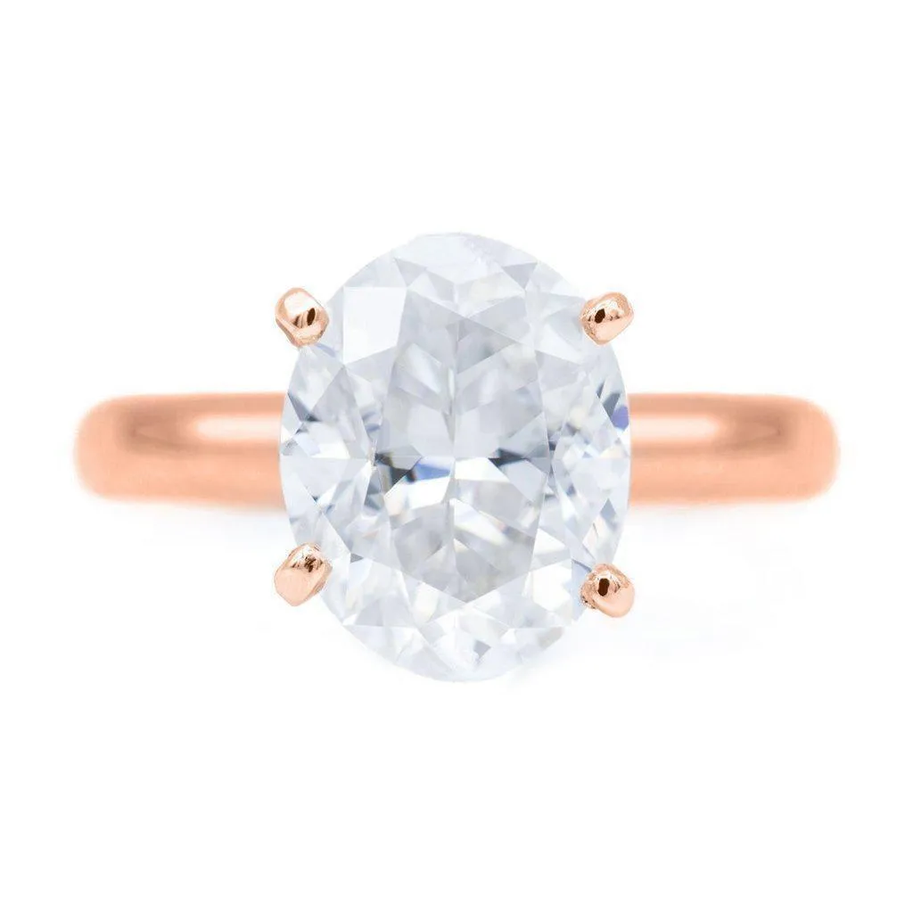 Oval First Crush FAB Moissanite 4 Prongs FANCY Solitaire Ring