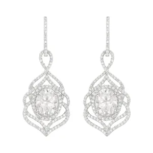 Oval Moissanite 925 Sterling Silver Solitaire Halo Drop Dangle Women Earrings