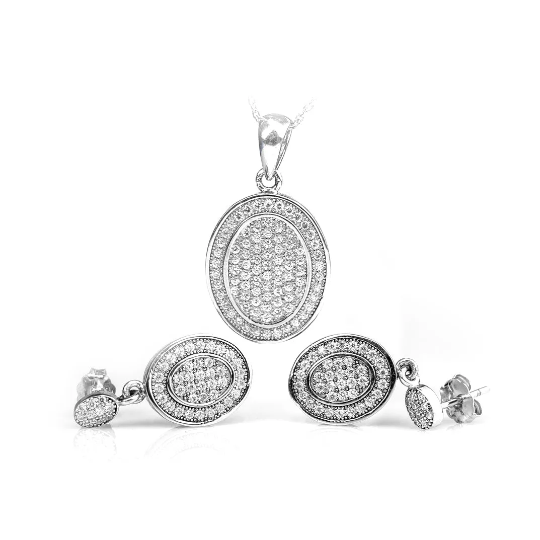 Oval Pendant & Earring Set