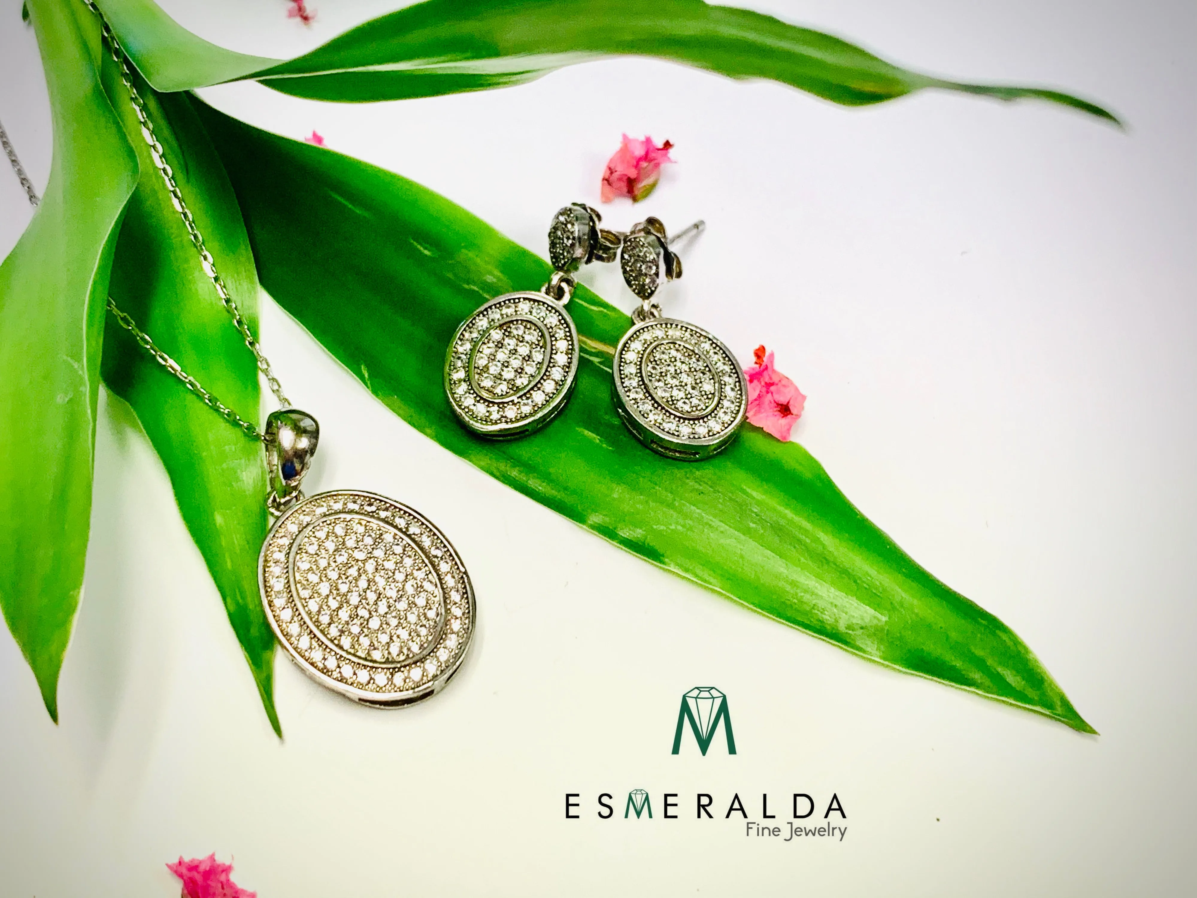 Oval Pendant & Earring Set