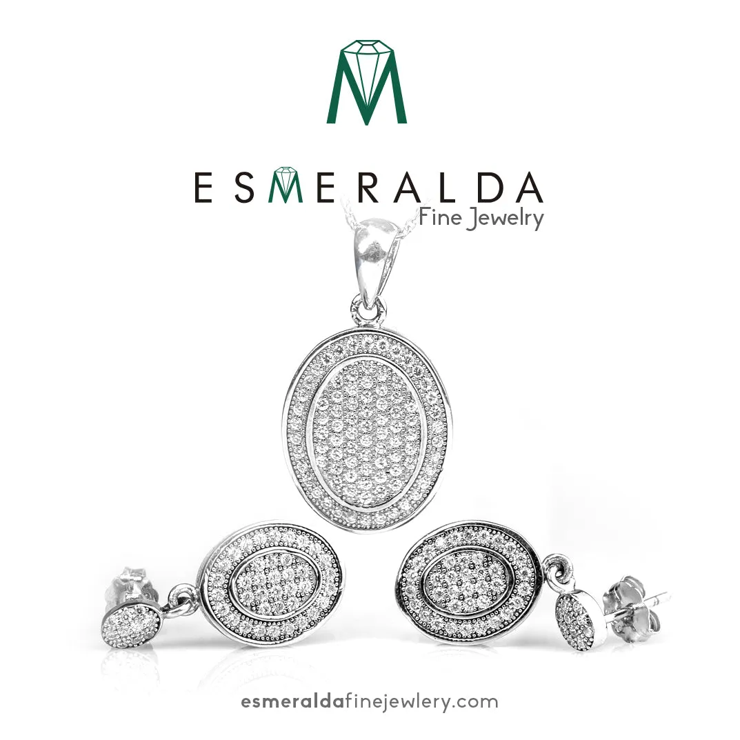 Oval Pendant & Earring Set