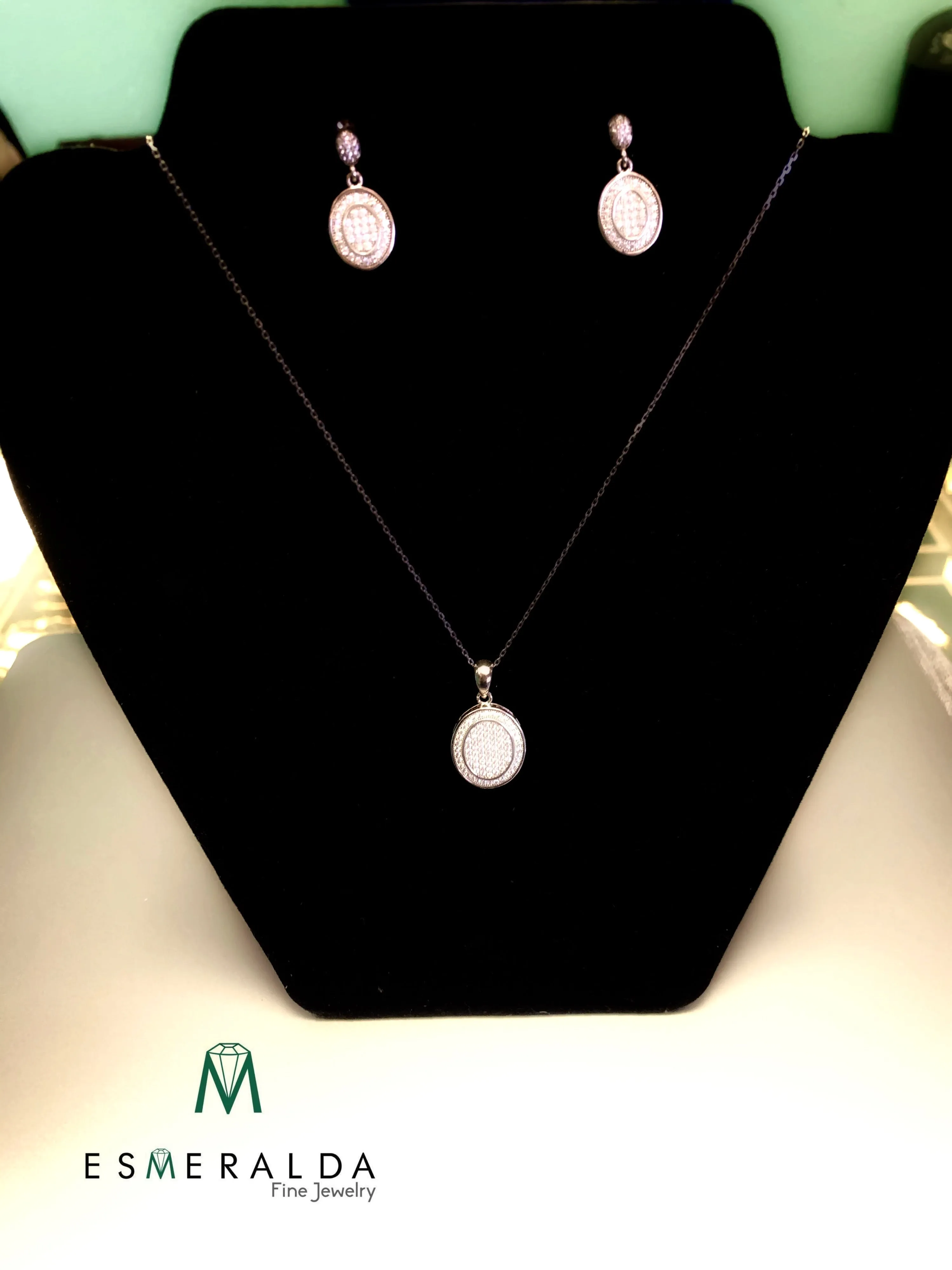 Oval Pendant & Earring Set