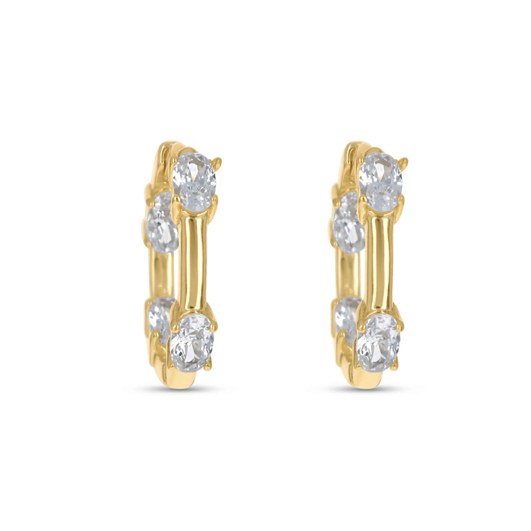 Oval Station Hoop Earrings