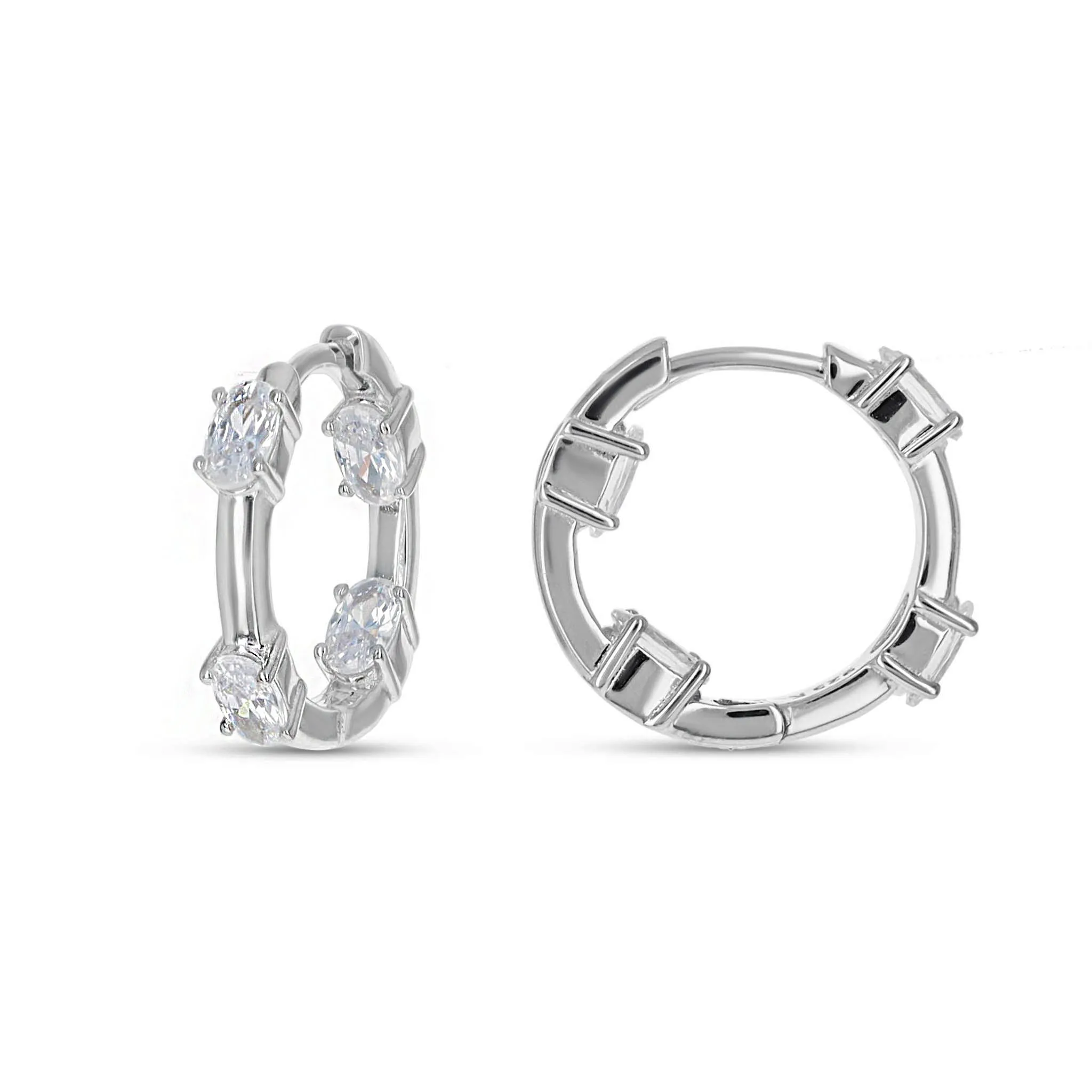 Oval Station Hoop Earrings