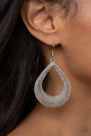 Paparazzi A Hot MESH Silver Earrings
