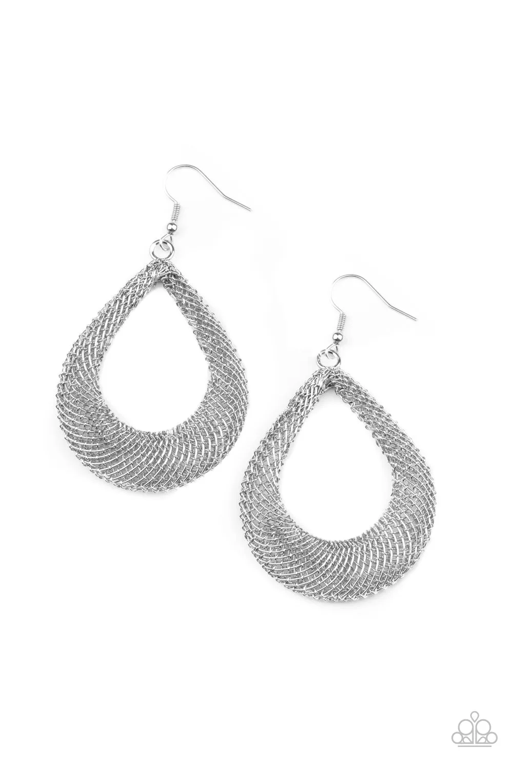Paparazzi A Hot MESH Silver Earrings
