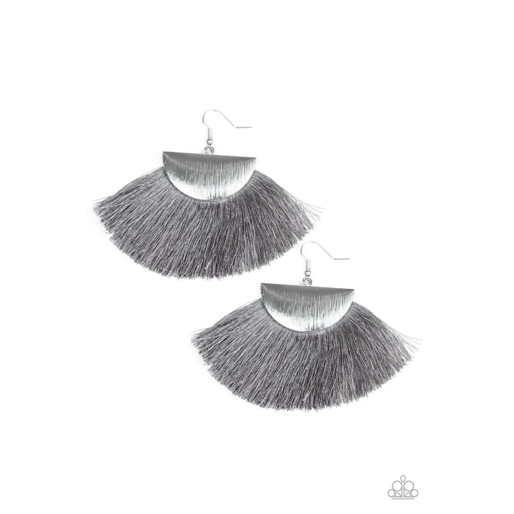 Paparazzi Fox Trap - Silver Fringe Earrings