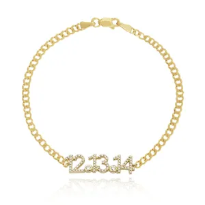Pave Date Flat Cuban Bracelet