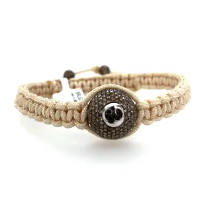 Pave Diamond Bead Macramé Bracelet In 14k Oxidized Gold Fashion Jewelry