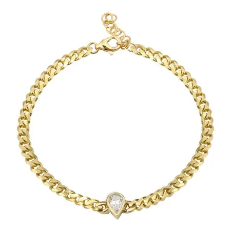 PEAR SHAPED DIAMOND ON CUBAN LINK