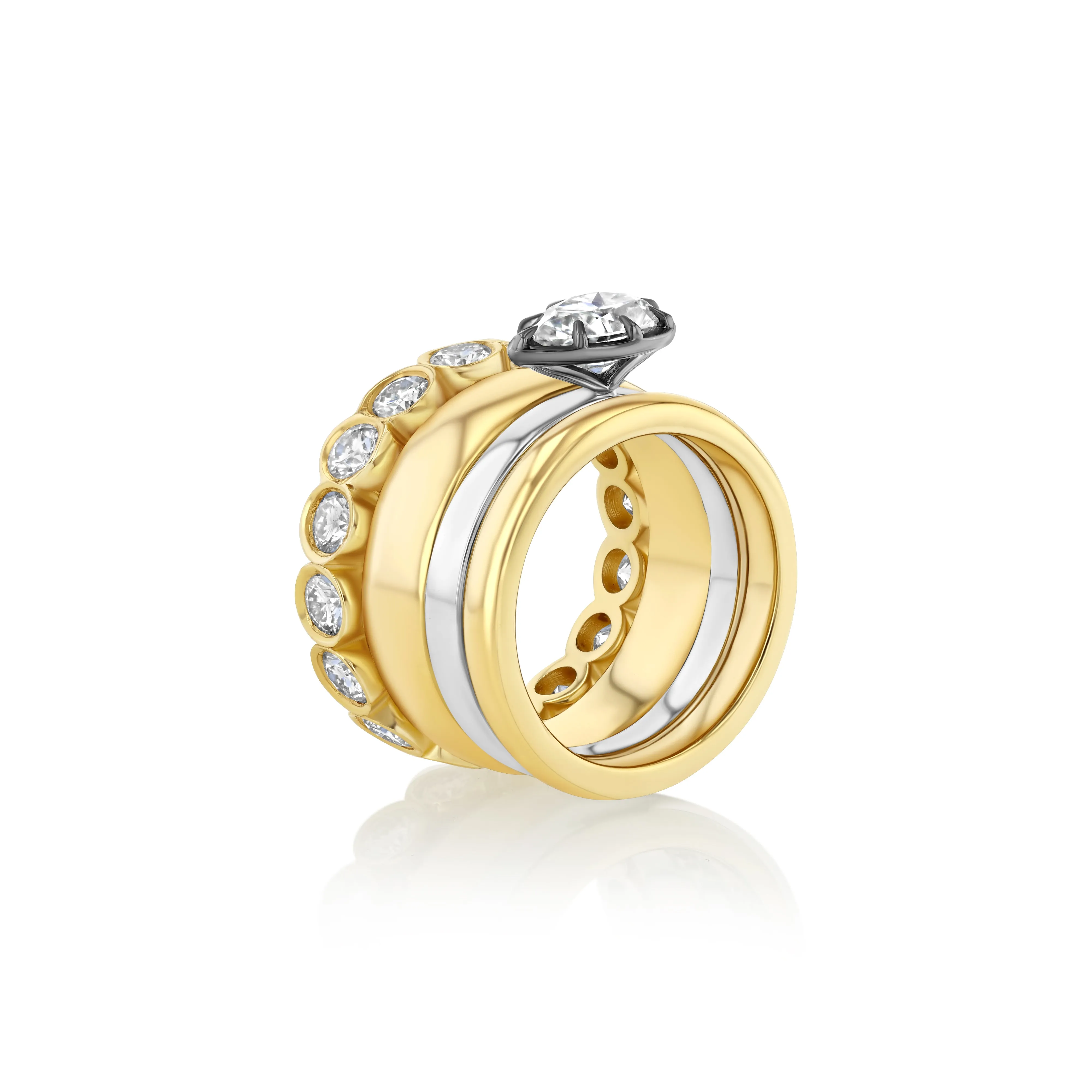 Pear Solitaire Bezel Quad Ring