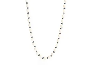 Pearl & Dark Grey Moonstone Necklace