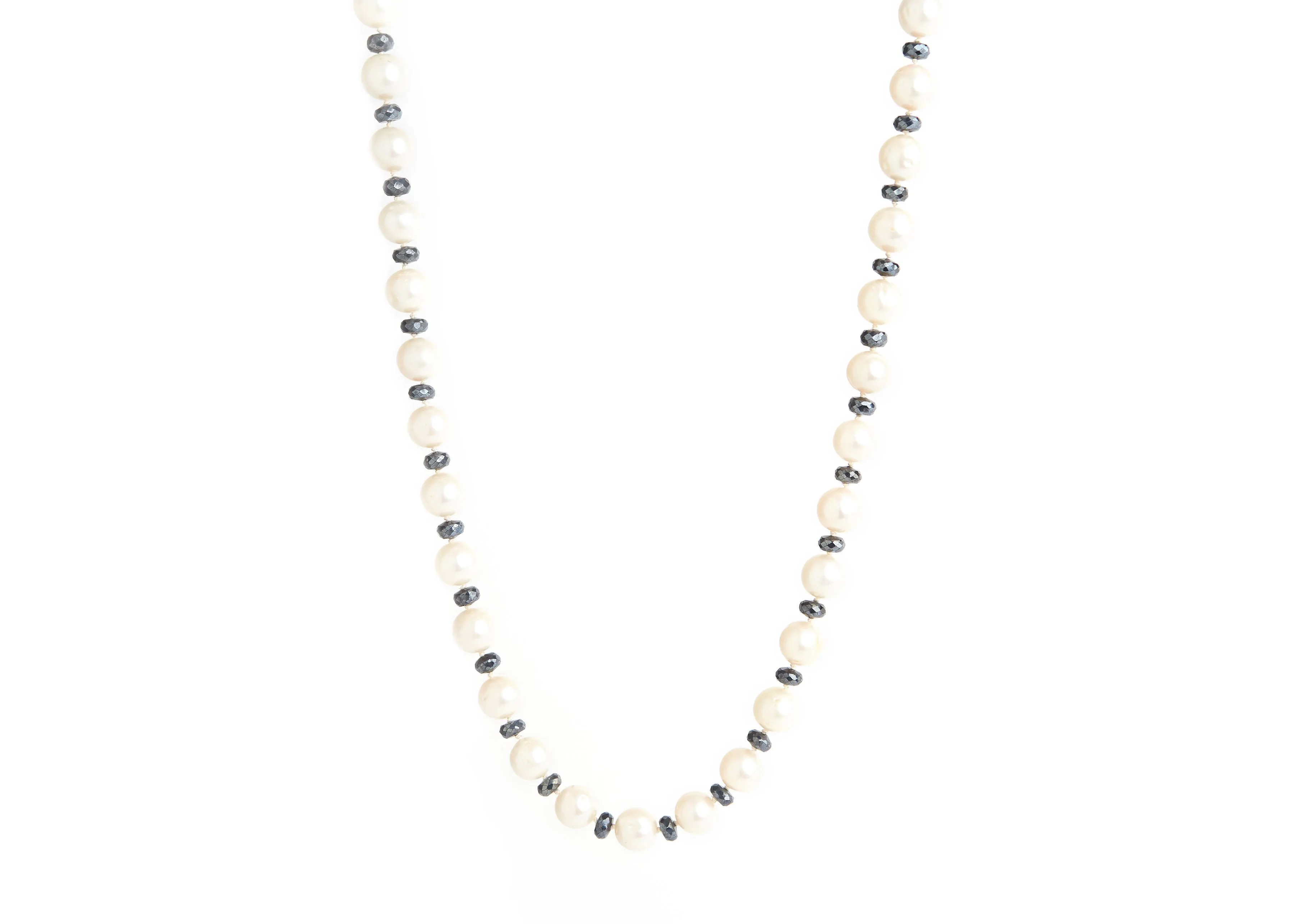 Pearl & Dark Grey Moonstone Necklace