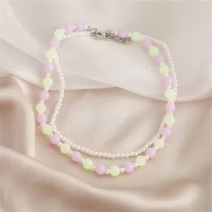 Pearl & Purple Quartz Silver-Plated Layered Necklace
