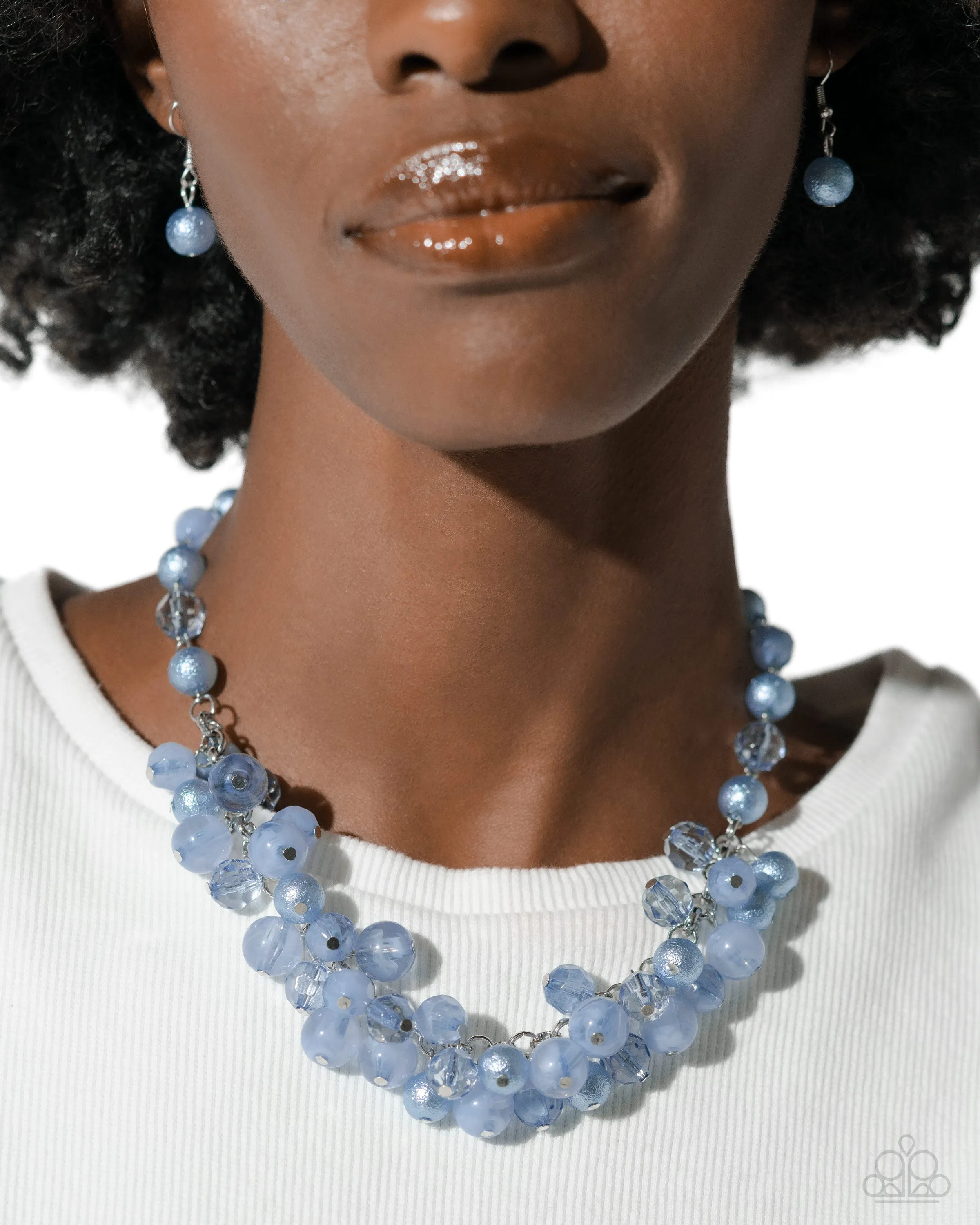 Pearl Pandora - Blue - Faceted Shimmering Bead Paparazzi Short Necklace