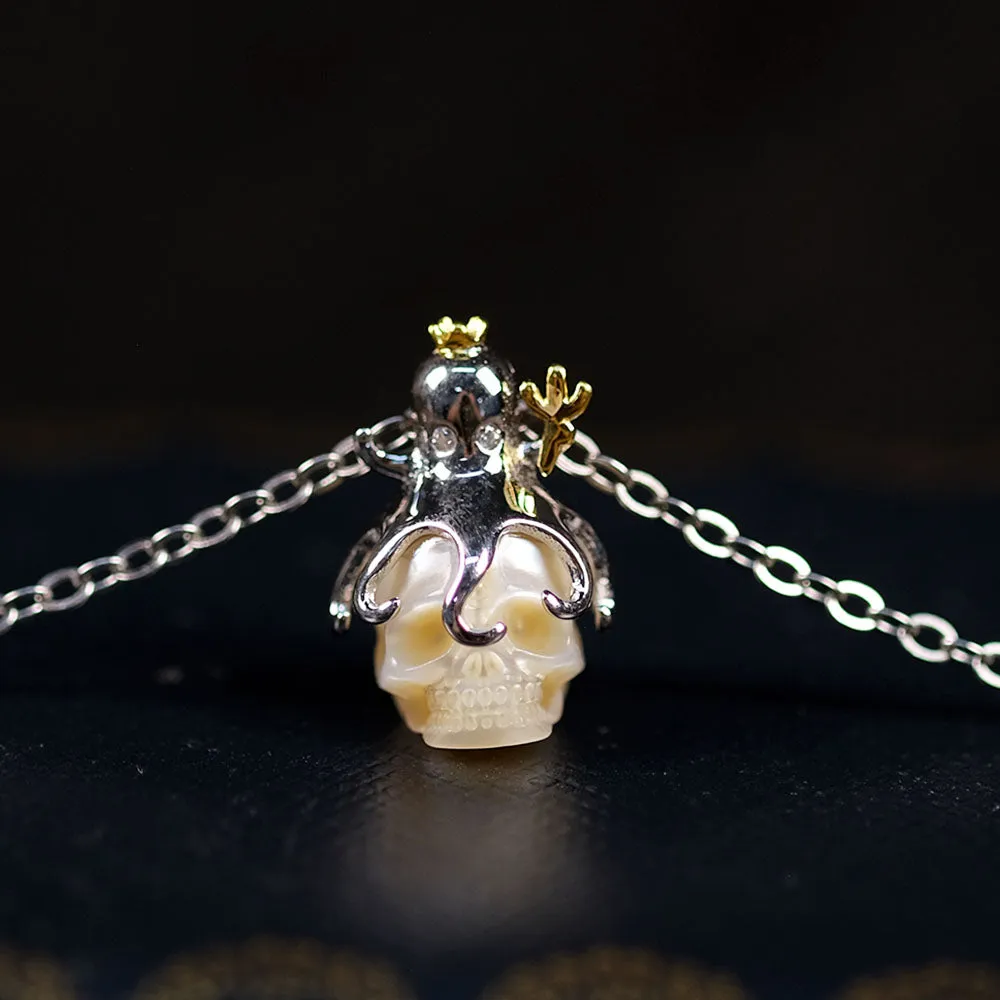 Pearl Skull Octopus Pendant Necklace