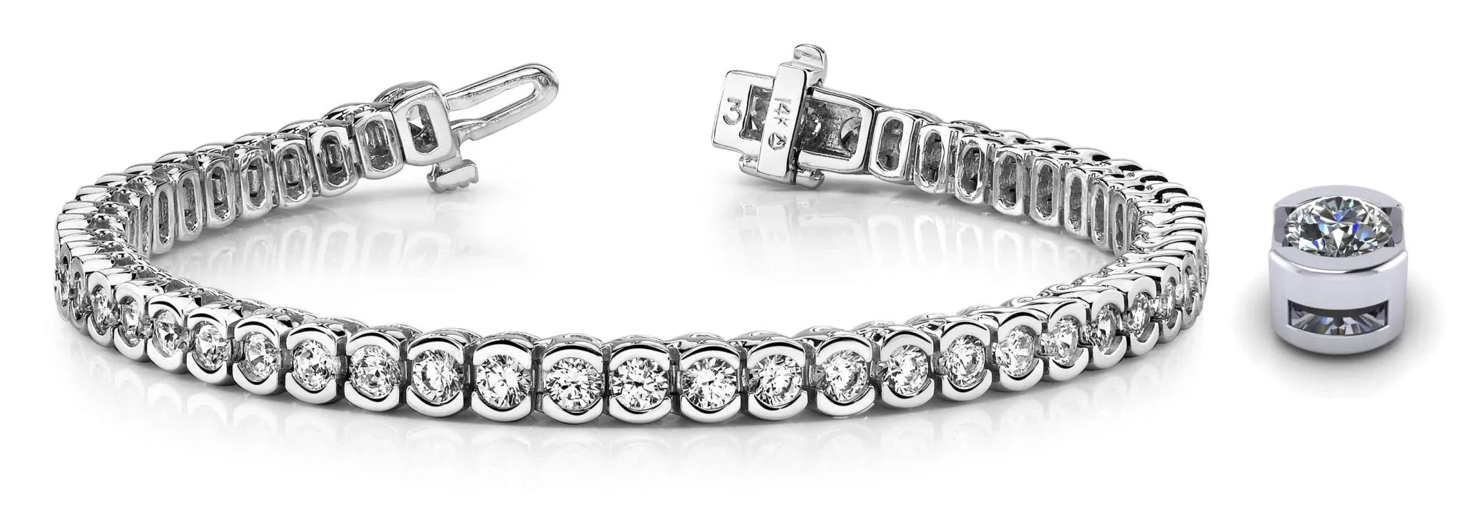 Pillow Bezel Set Lab-Grown Diamond Tennis Bracelet with 3.60 ct.(finished) 2.5mm
