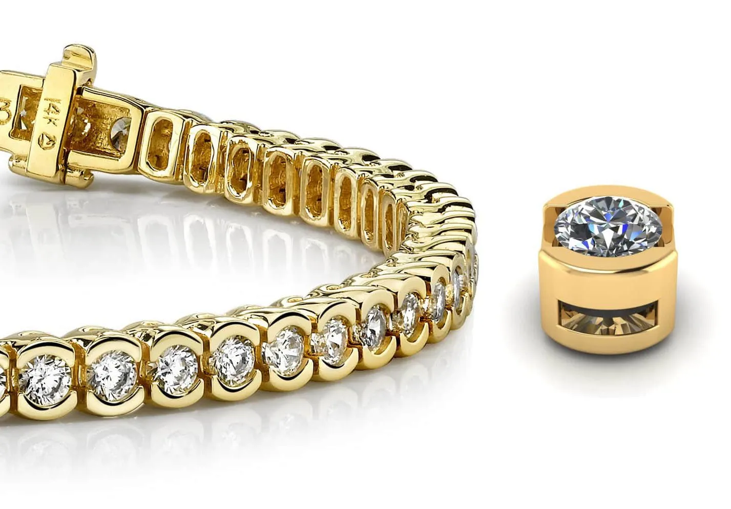 Pillow Bezel Set Lab-Grown Diamond Tennis Bracelet with 3.60 ct.(finished) 2.5mm