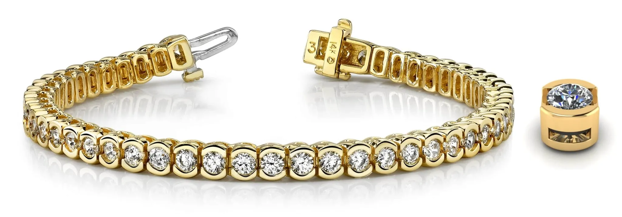 Pillow Bezel Set Lab-Grown Diamond Tennis Bracelet with 3.60 ct.(finished) 2.5mm