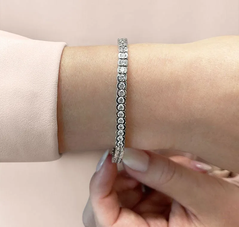 Pillow Bezel Set Lab-Grown Diamond Tennis Bracelet with 3.60 ct.(finished) 2.5mm