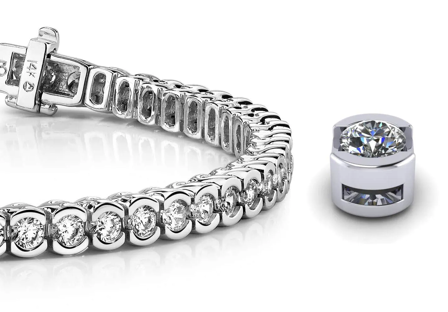 Pillow Bezel Set Lab-Grown Diamond Tennis Bracelet with 3.60 ct.(finished) 2.5mm