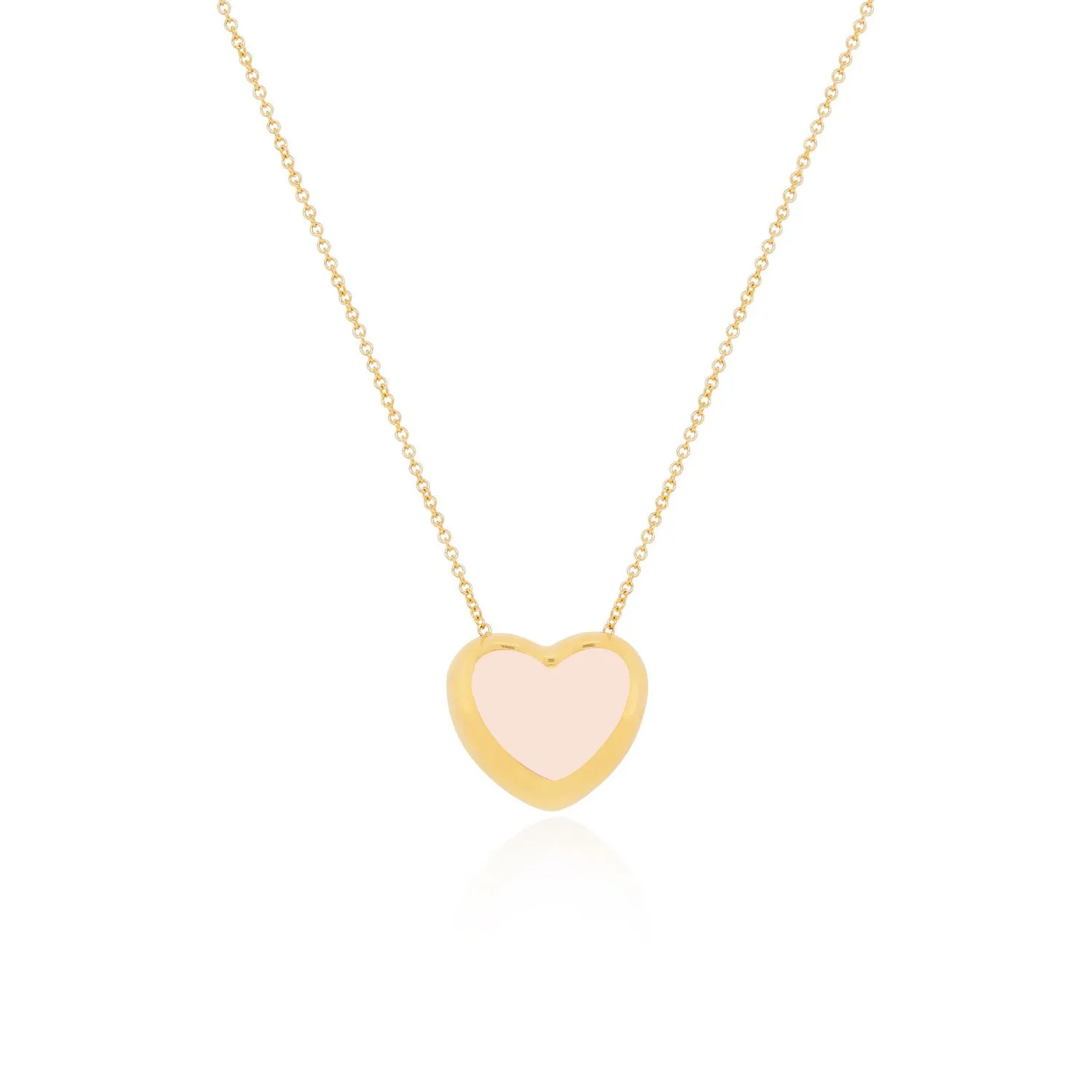 Pink Pearl Puffy Heart Necklace