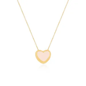 Pink Pearl Puffy Heart Necklace