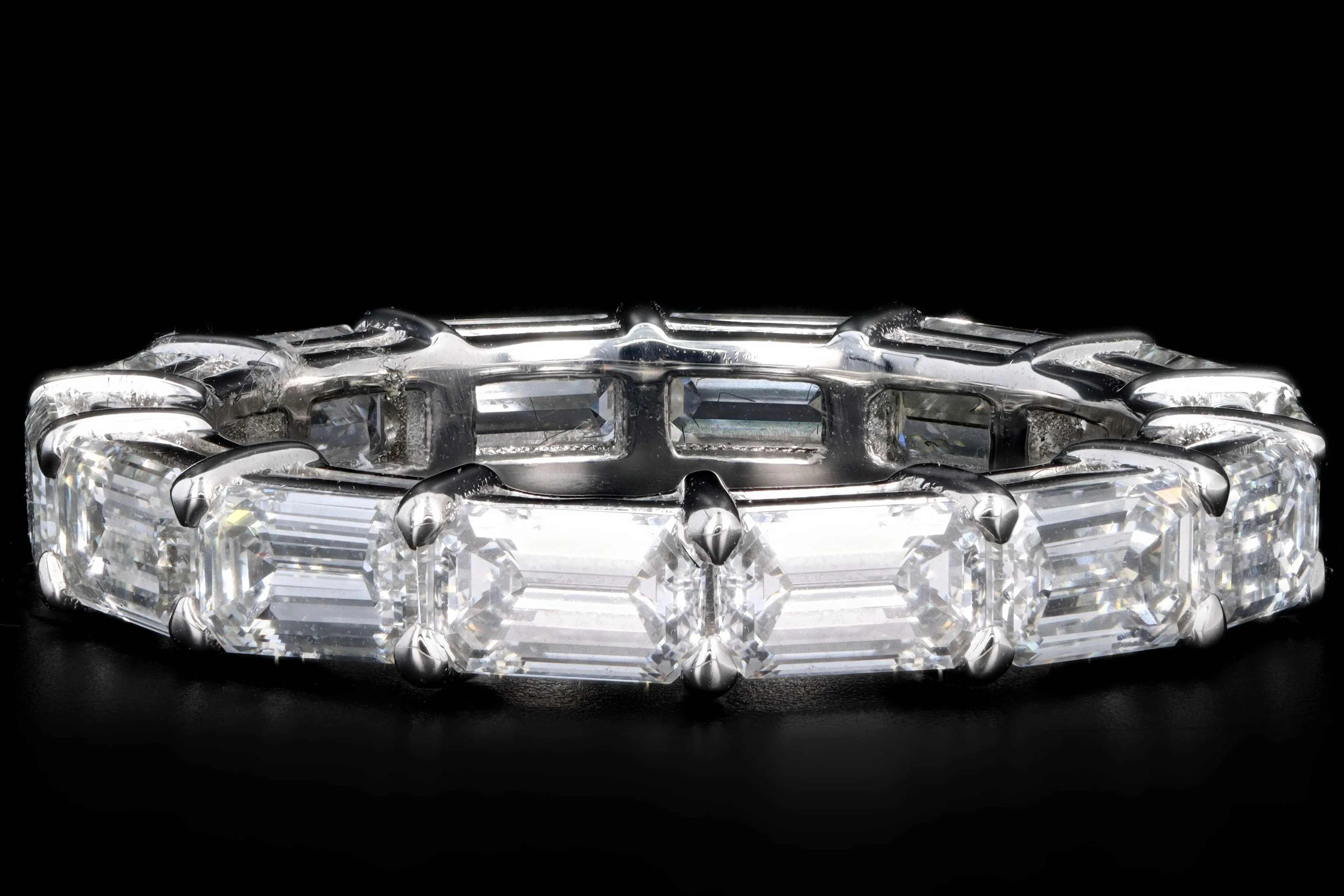 Platinum 3.81 Carat Emerald Cut Diamond Eternity Band