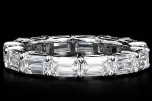Platinum 3.81 Carat Emerald Cut Diamond Eternity Band