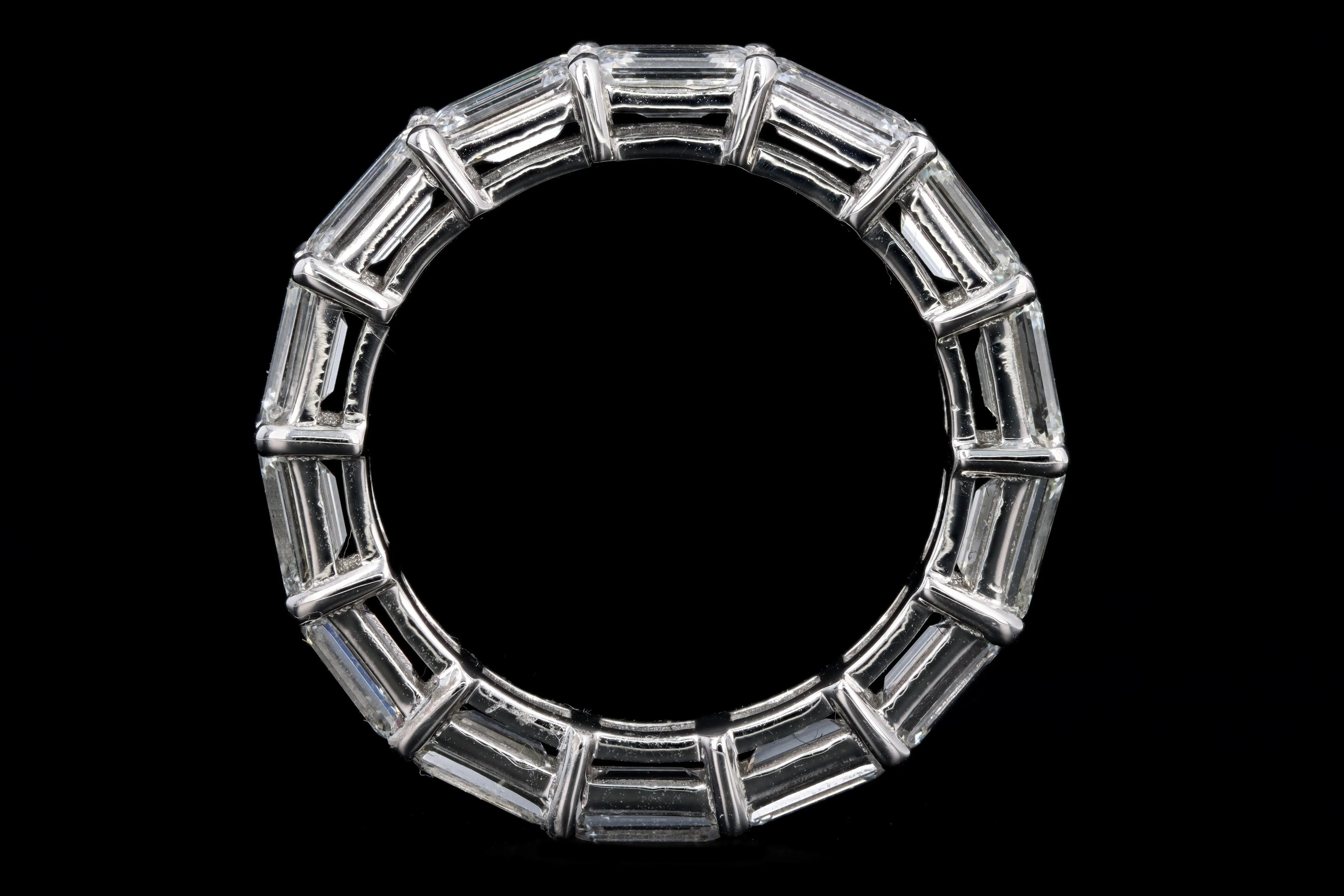 Platinum 3.81 Carat Emerald Cut Diamond Eternity Band
