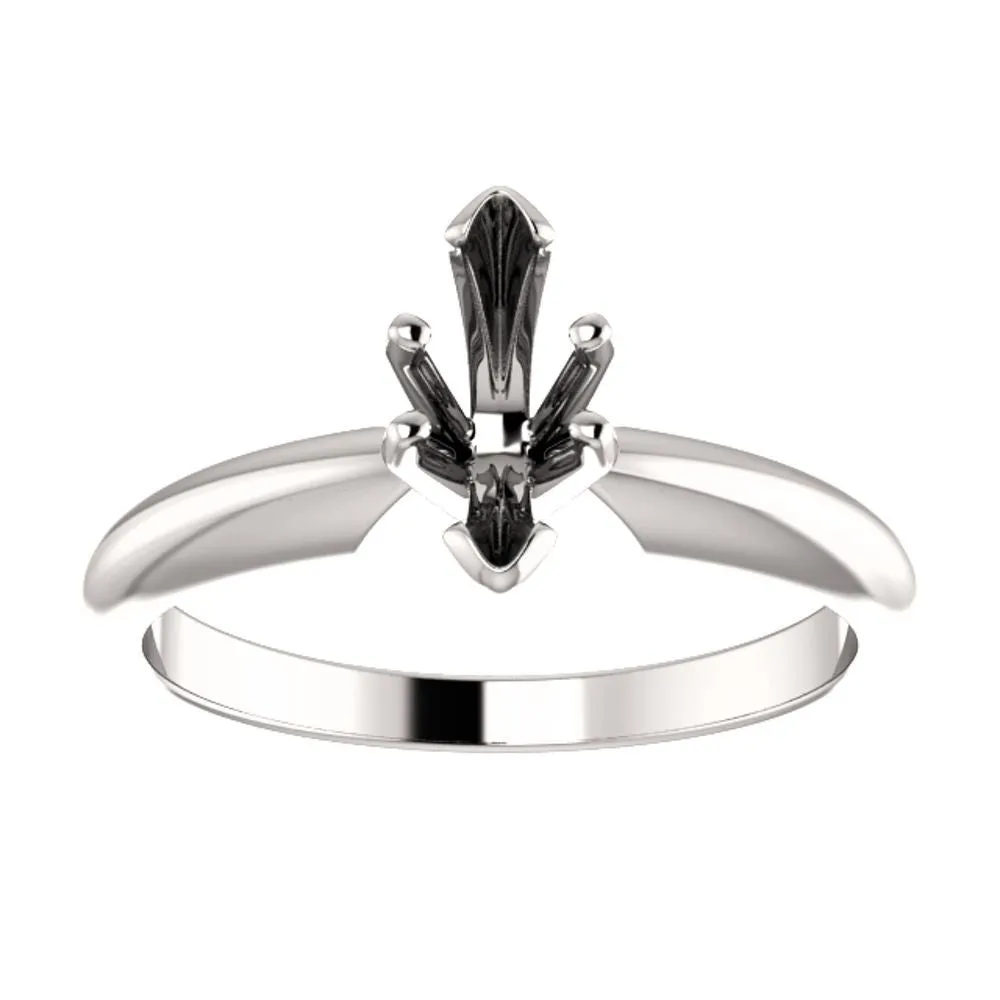 Platinum 6-Prong Marquise V-End Heavy Solitaire Engagement Ring , Size 6