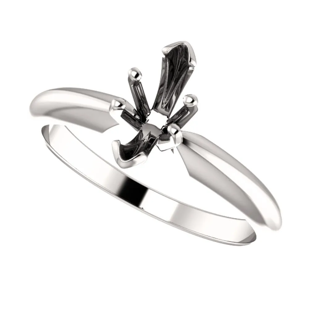 Platinum 6-Prong Marquise V-End Heavy Solitaire Engagement Ring , Size 6