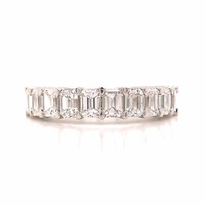 Platinum Emerald Cut Diamond Halfway Eternity Band