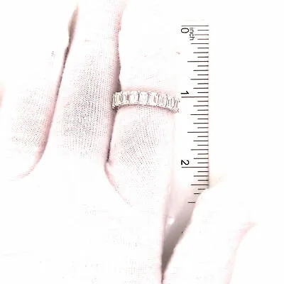Platinum Emerald Cut Diamond Halfway Eternity Band