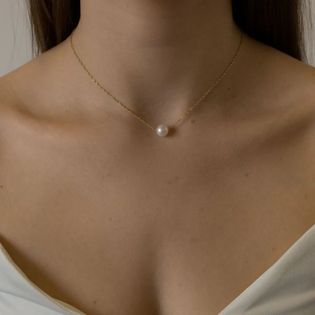 Poppy Finch Pearl Solitaire Necklace