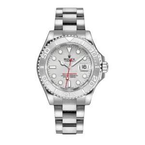 Pre-Owned Rolex Oyster Perpetual Yacht-Master with 35X35 MM Grey Round Dial Stainless Steel Oyster. Platinum Dial Midsize