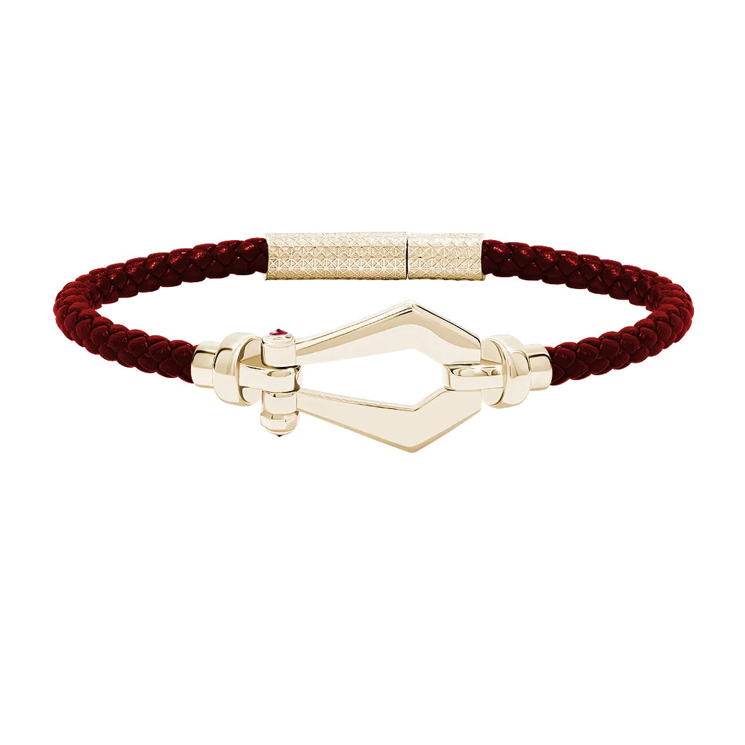 Premium Buckle Leather Bracelet in Gold