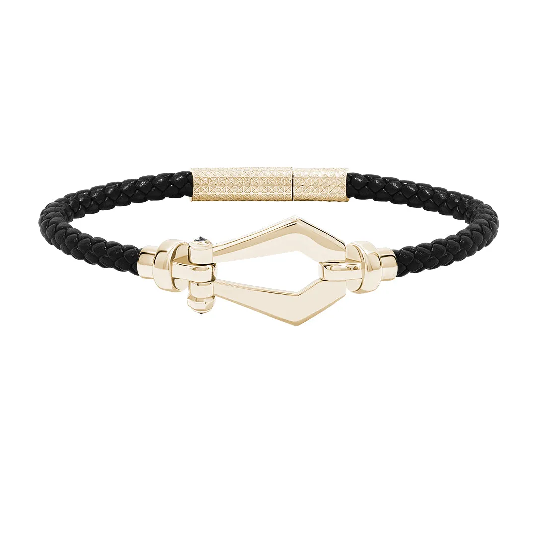 Premium Buckle Leather Bracelet in Gold