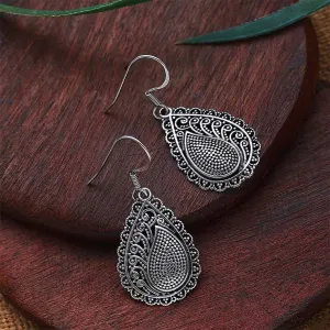 Pure 925 Silver Earrings - Oxidised Teardrop Model
