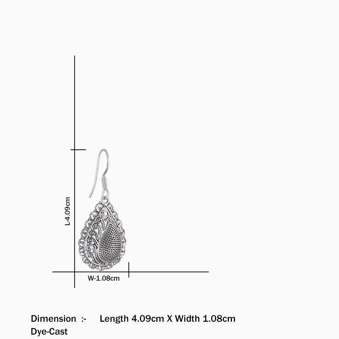 Pure 925 Silver Earrings - Oxidised Teardrop Model