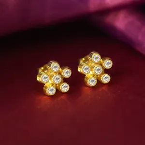 Pure Silver Earrings - Cluster of White CZ Radiance
