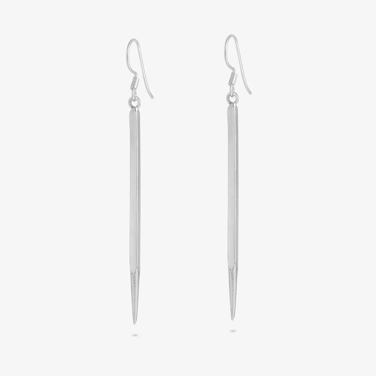 Pure Silver Earrings - Dazzling Pencil-Shaped Design