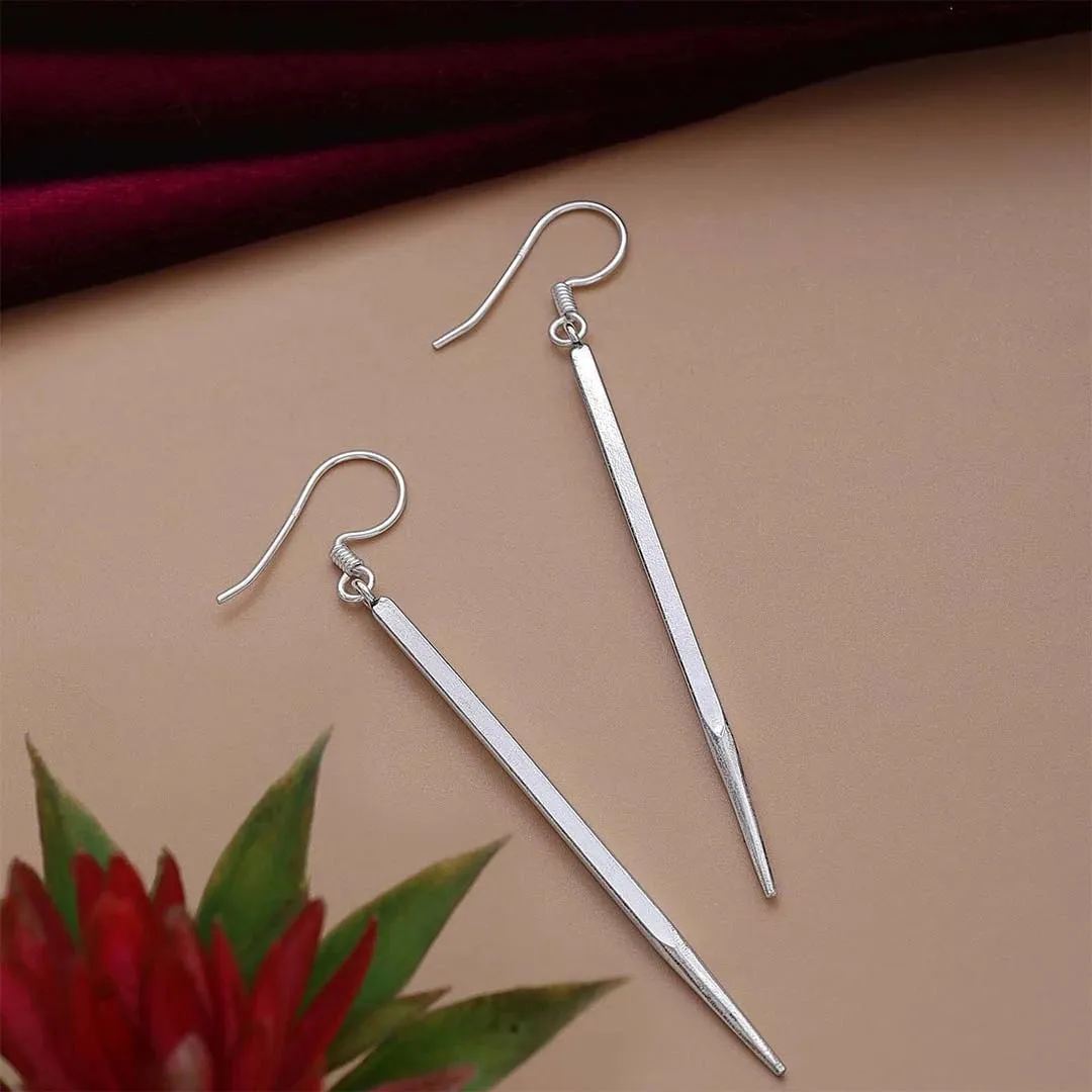 Pure Silver Earrings - Dazzling Pencil-Shaped Design