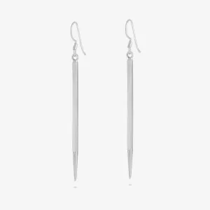 Pure Silver Earrings - Dazzling Pencil-Shaped Design