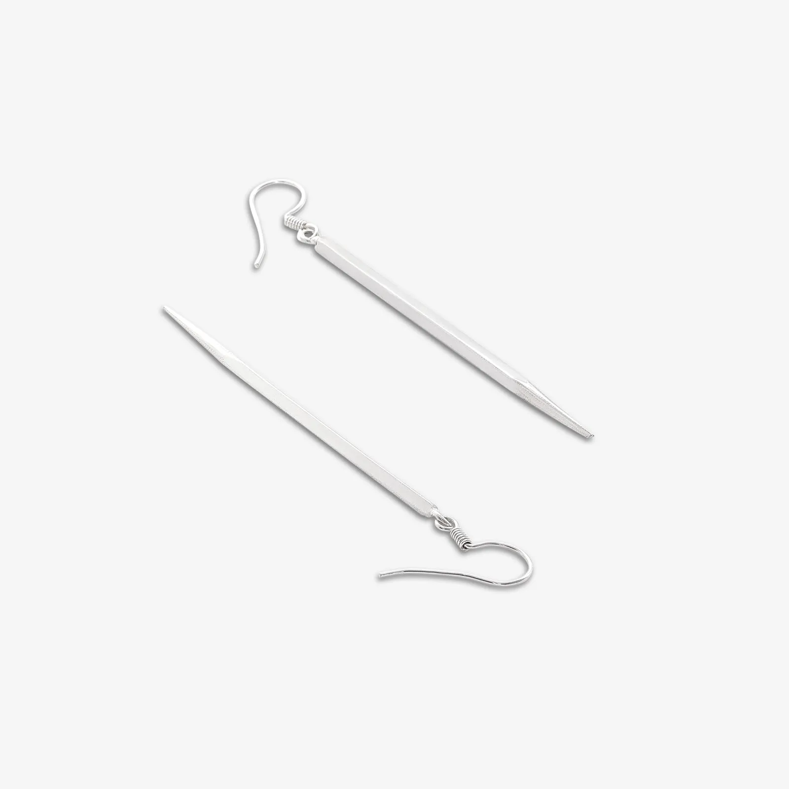 Pure Silver Earrings - Dazzling Pencil-Shaped Design