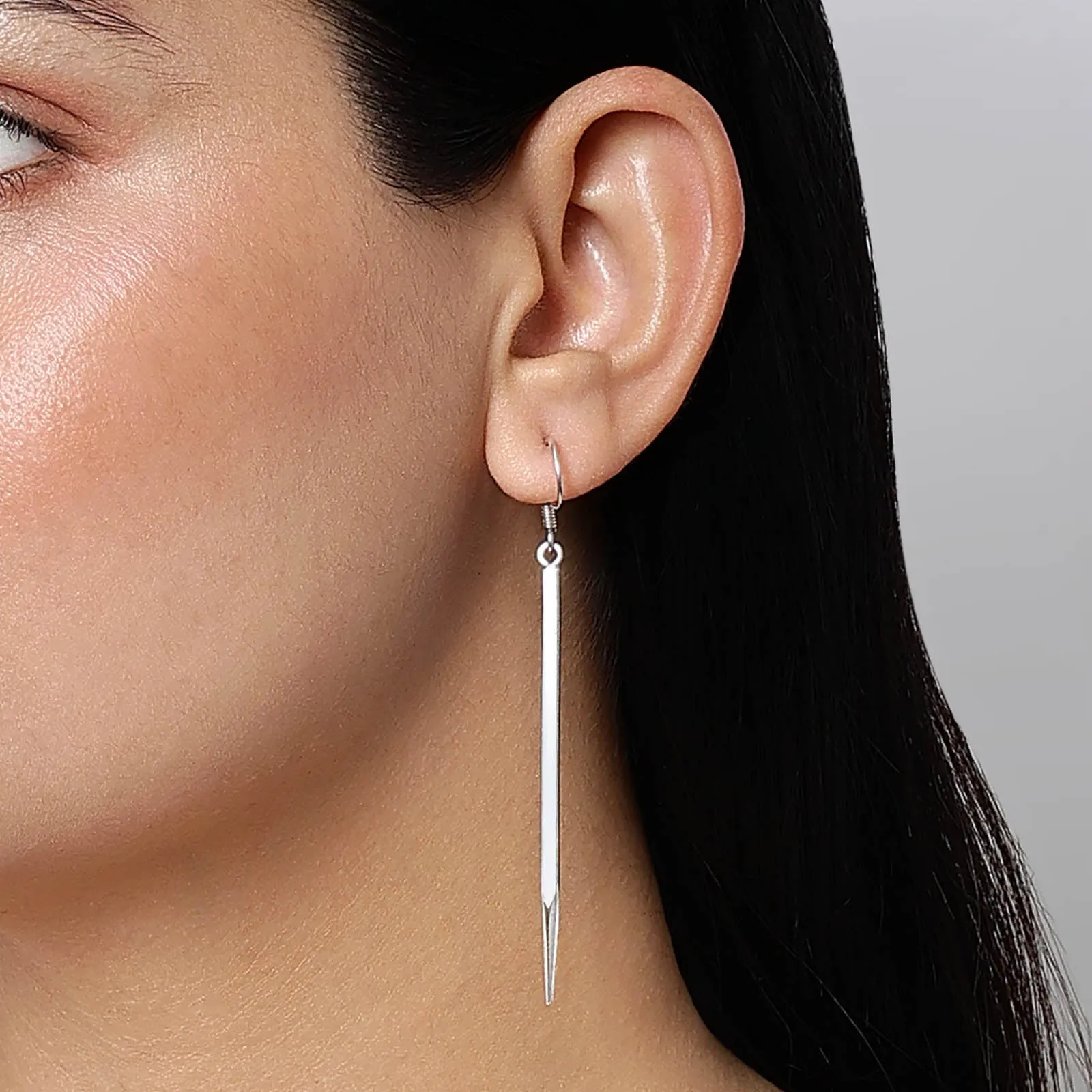 Pure Silver Earrings - Dazzling Pencil-Shaped Design