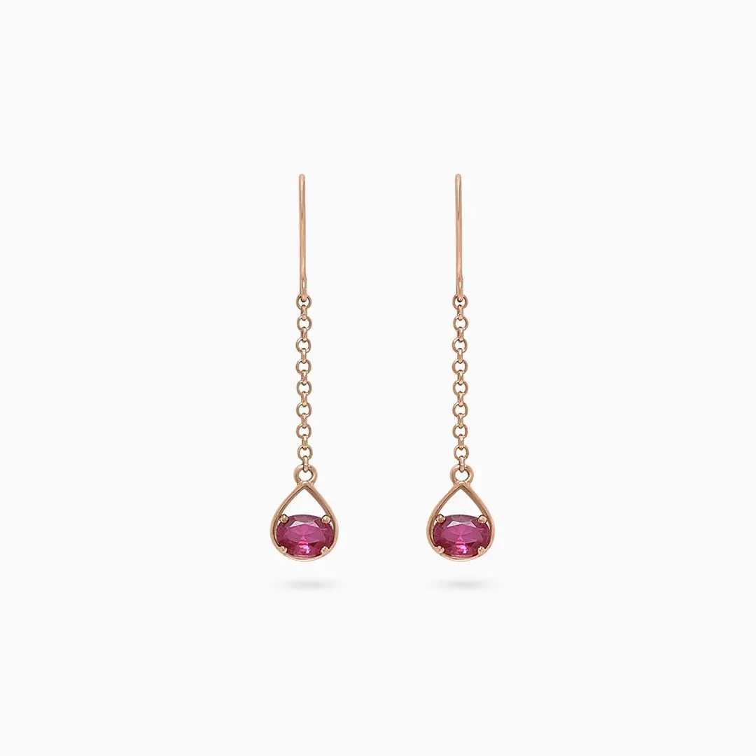 Pure Silver Earrings - Enlighted With Rose Gold Ruby